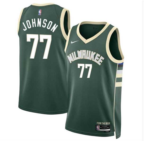 Men%27s Milwaukee Bucks #77 AJ Johnson Green 2024 Draft Icon Edition Stitched Basketball Jersey Dzhi